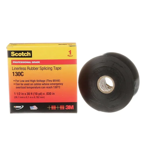 Miniatura 2 de 3M Scotch Linerless - Cinta de empalme eléctrica 130C para cables y alambres, 3,8 cm x 9,14 m, respaldo de hule, autofundente, resistencia UV
