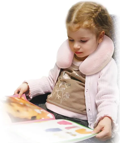 Miniatura 6 de Cloudz Almohada de cuello de viaje en avión de doble comodidad para niños. Felpa súper suave y acogedora en un lado, elastano relajante fresco