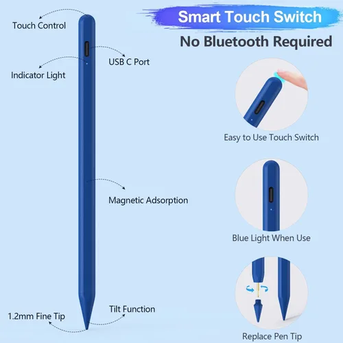 Miniatura 5 de Lápiz óptico para iPad A16/10ª/9ª generación, carga rápida de 10 minutos para Apple Pencil y iPad Pen, compatible con iPad
