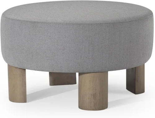 Miniatura 9 de Maven Lane Celia - Otomano tapizado redondo grande y contemporáneo, reposapiés acolchado para sofá o silla con patas de madera en acabado negro