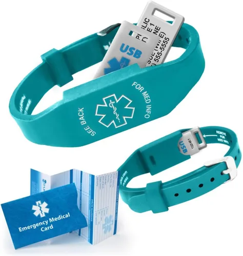 Miniatura 11 de Pulsera Elite II USB Plus de alerta médica. Pulsera de identificación con memoria USB impermeable de 2 GB, grabado personalizado de 10 líneas
