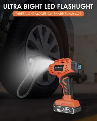Miniatura 5 de KeenPower Compresor de aire portátil para inflador de neumáticos, 2 veces más rápido, inflador de neumáticos de mano de 160 PSI alimentado por
