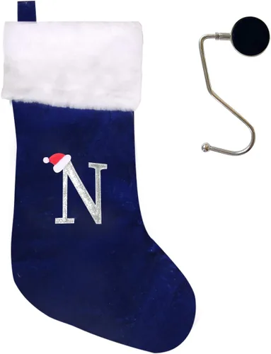 Miniatura 44 de Medias de Navidad de 20 pulgadas con monograma, letras, medias súper suaves grandes de Navidad, medias de monograma rojo para Navidad, regalo