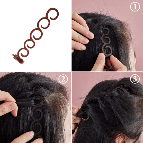 Miniatura 3 de WILLBOND 14 piezas de herramientas de trenzado de cabello, kit de accesorios de peinado con mini bandas de goma para cabello francés, herramienta