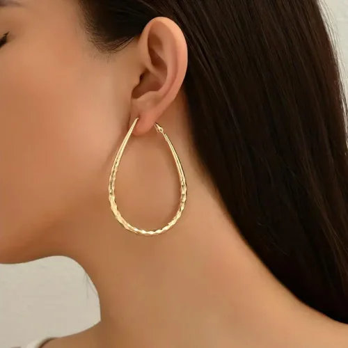 Miniatura 7 de Pendientes de aro ligeros con forma de lágrima para mujer