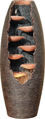 Miniatura 9 de Cuencos en cascada de 27 1/2 pulgadas de alto, grande, moderno, zen, decoración para interiores y exteriores, fuente de suelo de piedra sintética