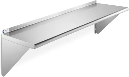 Miniatura 11 de GRIDMANN Estante de montaje en pared de acero inoxidable de 12 x 24 pulgadas con protector contra salpicaduras, grado comercial, estantería