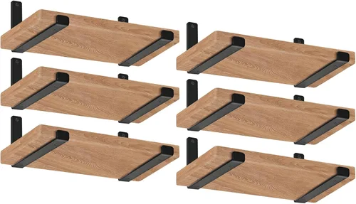 Paquete de 12 soportes de estante labio J de 11.25 pulgadas de largo x 6 pulgadas de alto x 1.5 pulgadas de ancho, soportes de estante rústicos de