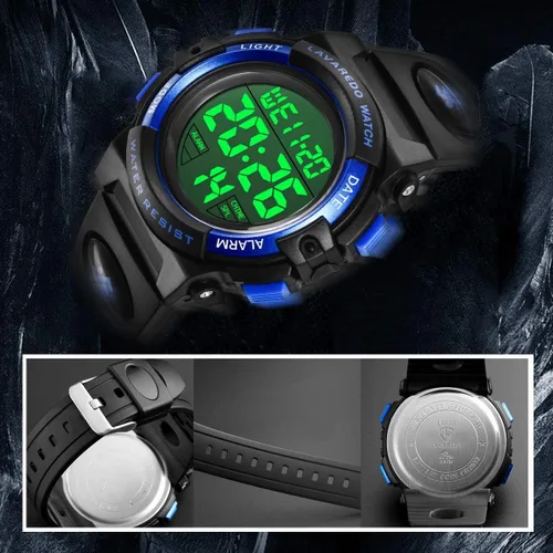 Miniatura 6 de Reloj analógico para niños, reloj para niños de 6 a 15 años, reloj digital para deportes al aire libre, multifuncional con cronógrafo LED 50 M