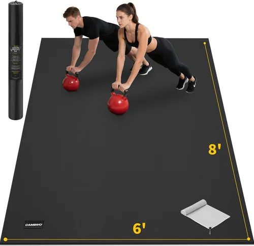 CAMBIVO Alfombrillas de ejercicio grandes para entrenamiento en casa, 8 x 6 pies/7 x 5 pies/6 x 4 pies (0.276 in) extra gruesas para gimnasio en