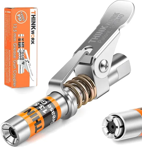THINKWORK Acoplador de Pistola de Grasa, Puntas de Pistola de Grasa de 0.53", Acopladores de Pistola de Grasa de Bloqueo Fuerte, 12000 PSI Acoplador
