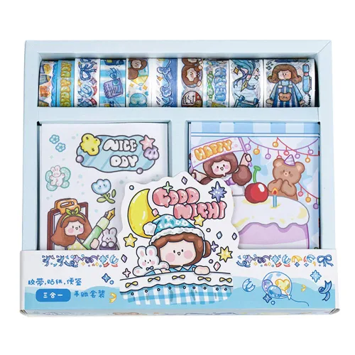 Miniatura 8 de Kawaii Washi - Juego de bloc de notas de cinta adhesiva para álbum de recortes