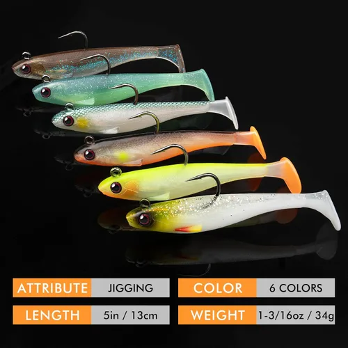Miniatura 6 de TRUSCEND Shadtale Easy Catch Soft Fishing Lures with BKK Hooks - Trembly Sinking and Vibrating Swim for More Bites, Pre-Rigged Swimbaits for Bass