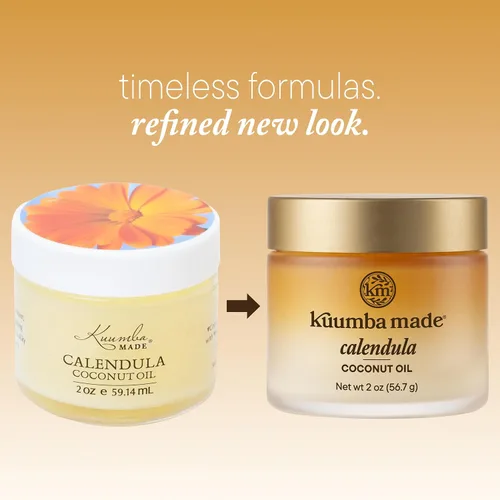Miniatura 2 de Kuumba Made Aceite de coco de caléndula con infusión botánica, hidratante diario orgánico para piel y mascarilla nutritiva para el cabello, 2 onzas