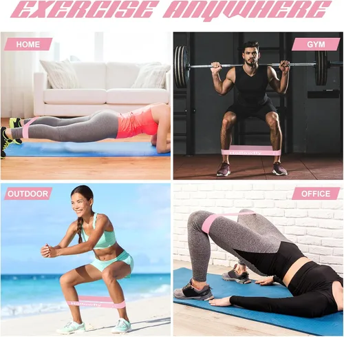 Miniatura 7 de Hollowfly 12 bandas de ejercicio de látex para entrenamiento de glúteos, bandas de ejercicio elásticas antideslizantes para piernas, sentadillas