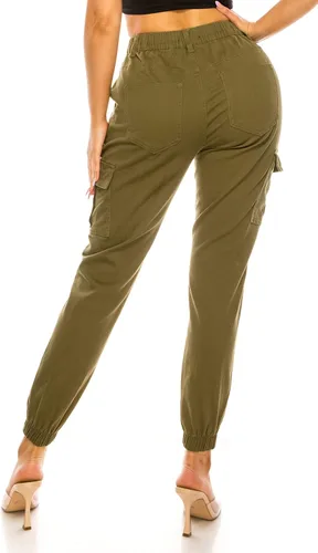 Miniatura 3 de Pantalones deportivos de cintura alta para mujer, pantalones deportivos casuales con cintura elástica tipo cargo con 6 bolsillos