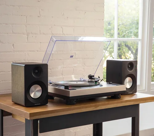 Miniatura 10 de Crosley KT100BT-CP - Sistema estéreo de tocadiscos Bluetooth con altavoces, champán