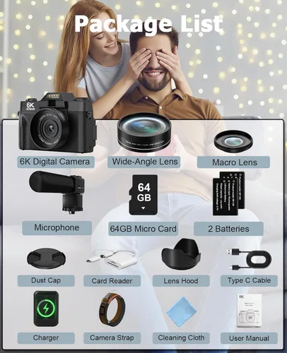 Miniatura 9 de FLATIC Cámaras para Fotografía, Cámara Digital 6K 64MP con WiFi y Micrófono para Youtuber, Cámara de Videoblogs con Zoom 16X y Pantalla Giratoria
