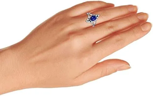 Miniatura 5 de Anillo de piedra lunar de lapislázuli estilo balinés estilo balinés ovalado para mujer plata de ley 925