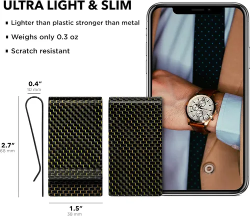 Miniatura 5 de SERMAN BRANDS Clip de dinero de fibra de carbono para hombres – Cartera delgada con clip de dinero RFID, bolsillo frontal minimalista, cartera EDC