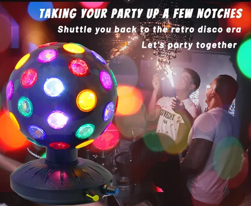 Miniatura 5 de Proyector de luz nocturna LED de bola de discoteca giratoria de 360°, lámpara ajustable de brillo para fiestas, iluminación, Halloween, Navidad