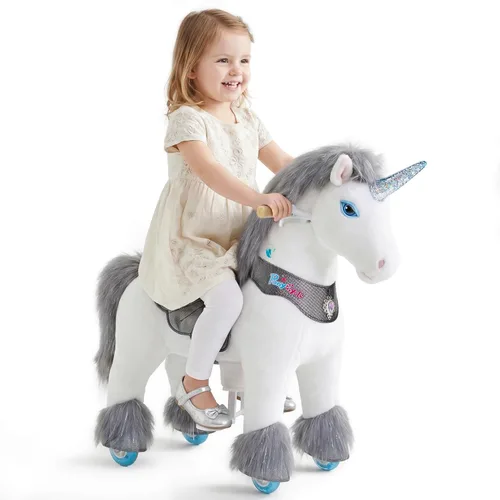 Miniatura 10 de PonyCycle Caballo para montar en pony avanzado modelo Y de peluche marrón juguete de caballo de montar tamaño 3 para edades 3–4, caballo balancín