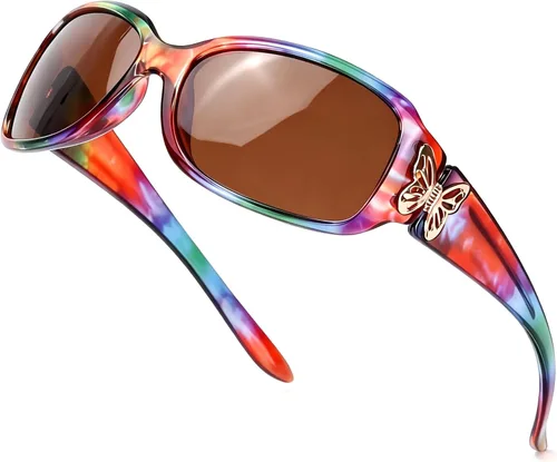 LVIOE - Lentes de sol polarizadas para mujer, decoración de mariposa a la moda, para conducir y pescar - 99.99% de protección UV