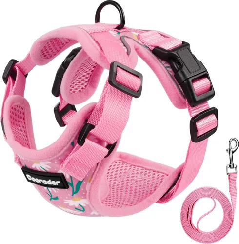 Miniatura 29 de Dooradar Juego de arnés y correa para gato, chaleco ajustable seguro a prueba de escapes, para caminar, chaqueta de malla suave y transpirable