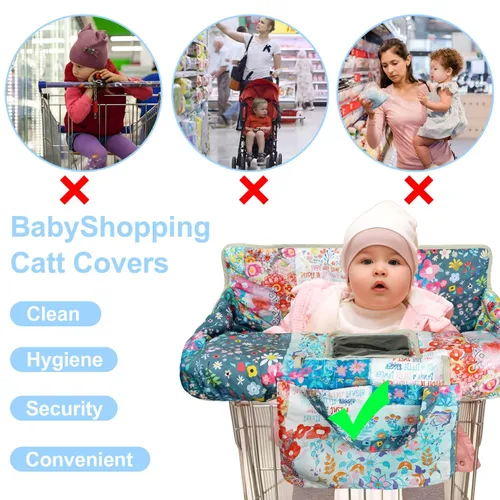 Miniatura 4 de Funda para Carrito de Compra para Bebé 2 en 1 Funda para Silla Alta con Arnés de Seguridad Multifuncional Patrón de Flores Fundas para Carrito