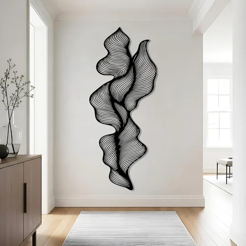 Arte de pared de metal de línea abstracta, decoración de pared moderna de lujo, decoración de pared geométrica irregular, arte de pared de línea