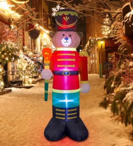 Miniatura 3 de Ycolnaefllr Cascanueces Soldado Inflable de Navidad de 8 Pies con Luz LED Decoración Iluminada para Exteriores Fiestas Navideñas Decoración Inflable