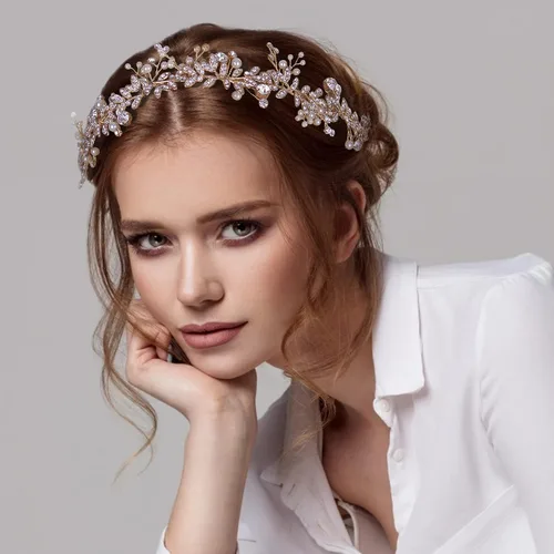 Miniatura 2 de Diadema de diamantes de imitación de los años 20 para novia, accesorios de los años 20 para mujeres, novias de boda, color dorado