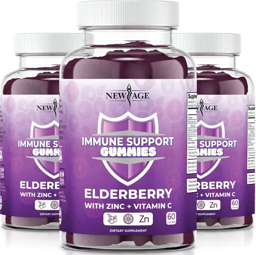 Miniatura 9 de NEW AGE Gomitas de apoyo al sistema inmunológico, gomitas Sambucus Black Elderberry con vitamina C y zinc (120 unidades (paquete de 2))