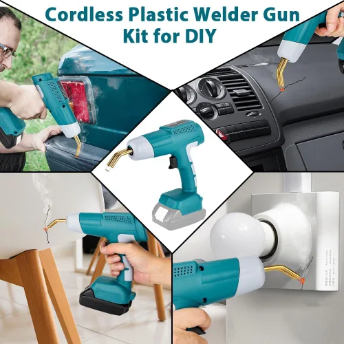 Miniatura 6 de Choerinton Kit de soldador de plástico inalámbrico compatible con batería de litio Makita de 18 V, pistola de soldadura portátil de 80 W