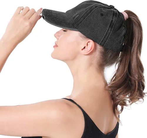 Miniatura 6 de Gorra de béisbol para mujer, diseño de cola de caballo, ajustable, ajustable, para cola de caballo