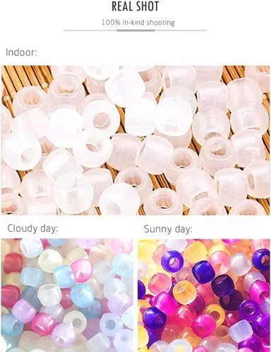 Miniatura 4 de Miraclekoo 1000 pcs UV abalorio Multi cambia de color uv reactivo abalorio Pony de plástico, brilla en la oscuridad, divertido para hacer/pulseras