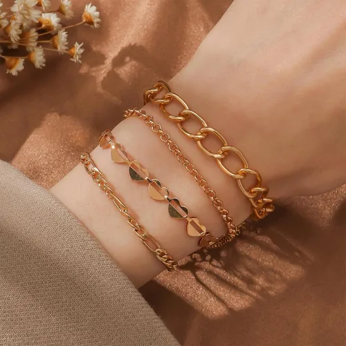 Miniatura 171 de Long tiantian Pulsera de oro gruesa para mujer, pulseras de oro delicadas, pulseras para mujer, pulseras apilables de eslabones de cadena
