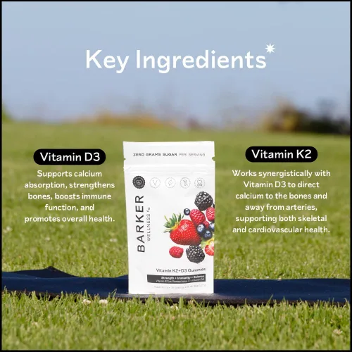 Miniatura 8 de Barker Wellness D3 K2 - Gomitas de vitamina – Potencia máxima 6000IU D3 + 200 mcg K2 para huesos fuertes, bienestar cardiovascular, apoyo
