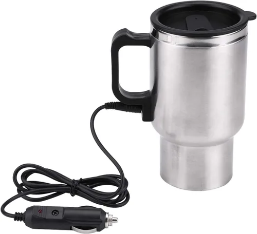 Joyzan Hervidor eléctrico para coche, 12 V, portátil, de acero inoxidable, calentado, encendedor de cigarrillos, cargador de viaje, calentador de