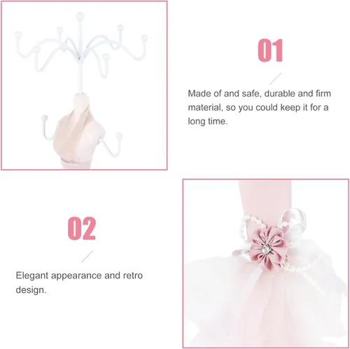 Miniatura 3 de Alipis Nordic Style Jewelry Display Stand Mannequin with Mermaid Dress 27cm, Hanging Necklace and Earring Organizer Rack for Women, Jewelry Storage