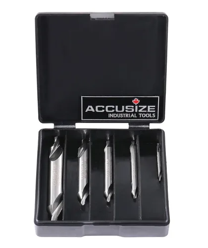 Miniatura 10 de Accusize - Juego de brocas centrales largas, #1-#5, 3/64"-3/16", 5-Pc, M2 HSS, 3560-1001 4.0 in OAL, Acero de Alta Velocidad M2, Estilo Liso