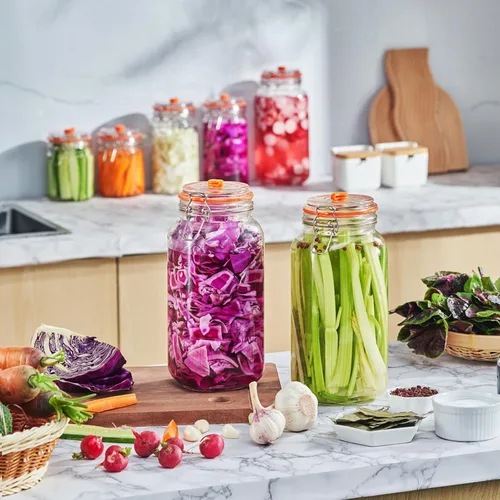 Miniatura 7 de JILLMO Tarro de fermentación, kit de fermentación de vidrio de 2 litros con pesas y esclusas de fermentación para kombucha, chucrut, paquete de 2