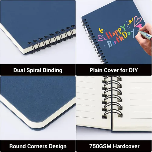 Miniatura 4 de EUSOAR Cuaderno de espiral rayado para estudiantes, tamaño A5, 1 paquete de 5.5 x 8.3 pulgadas, 160 páginas, tapa dura, cuaderno de escritura