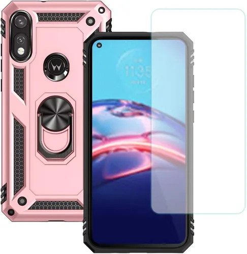 Miniatura 19 de Funda para Moto E Phone Case, Moto E con protector de pantalla HD, fundas protectoras de grado militar con anillo para Moto E 2020 (rojo)