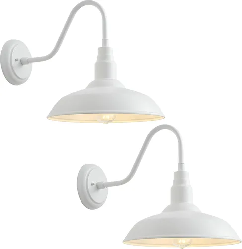 Miniatura 11 de Luz de granero de cuello de cisne de 10 pulgadas para exteriores, luces verdes para porche con interior blanco, cúpula pequeña, para patio, cuello