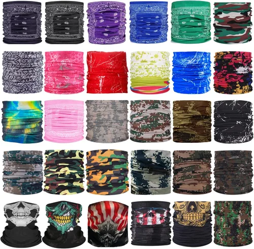 Miniatura 7 de 12-30 Piezas de Bufandas para el Cuello, Pañuelos para la Cabeza, Cubrecabezas, Pasamontañas, Máscaras Faciales, Bandanas Solares para Mujeres