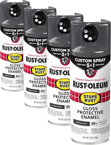 Miniatura 105 de Rust-Oleum 376855 - Pintura en aerosol antióxido personalizada 5 en 1, 12 onzas, color negro mate, (paquete de 1)