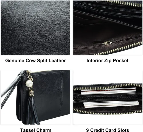 Miniatura 5 de Befen - Bolso clutch de mano de cuero con correa para teléfono celular organizador de tarjetas