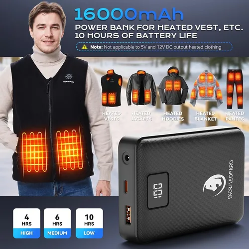 Miniatura 4 de SNOW LEOPARD Paquete de Batería para Chaleco Calefactable 7.4v 16000mah Banco de Energía para Chaqueta Calefactable con Pantalla LED Paquete