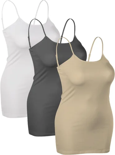 Miniatura 305 de Emmalise Camisola larga casual básica para mujer, con tirantes ajustables, top en capas